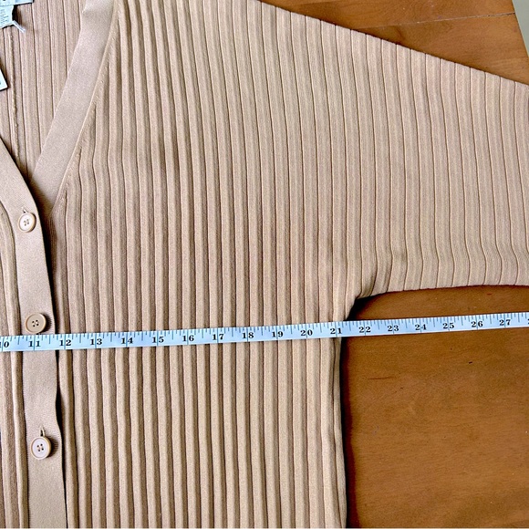 Nwt COS Wide Ribbed V Neck Cardigan Khaki - Picture 8 of 11